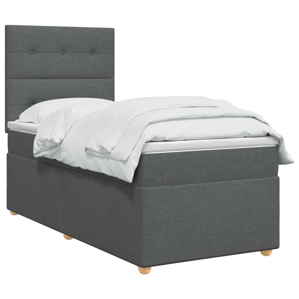Letto Box Spring LED con Materasso Grigio Scuro 90 x 190 cm 3455749