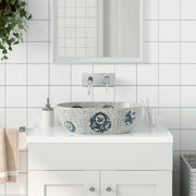 Lavabo da Appoggio-Lavandino-Lavello Grigio e Blu Ovale 47x33x13 cm Ceramica