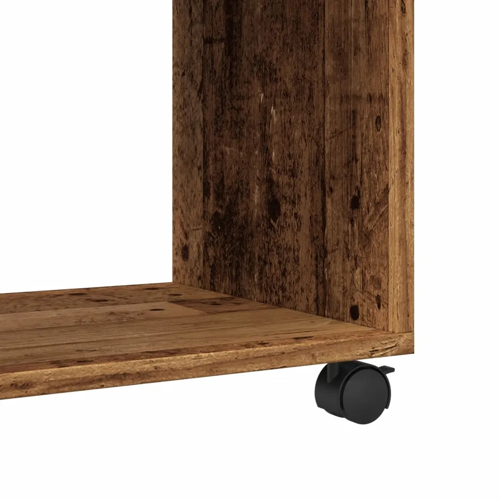 Tavolino | Tavolo laterale con Ruote Legno Antico 70x35x60cm in Truciolato