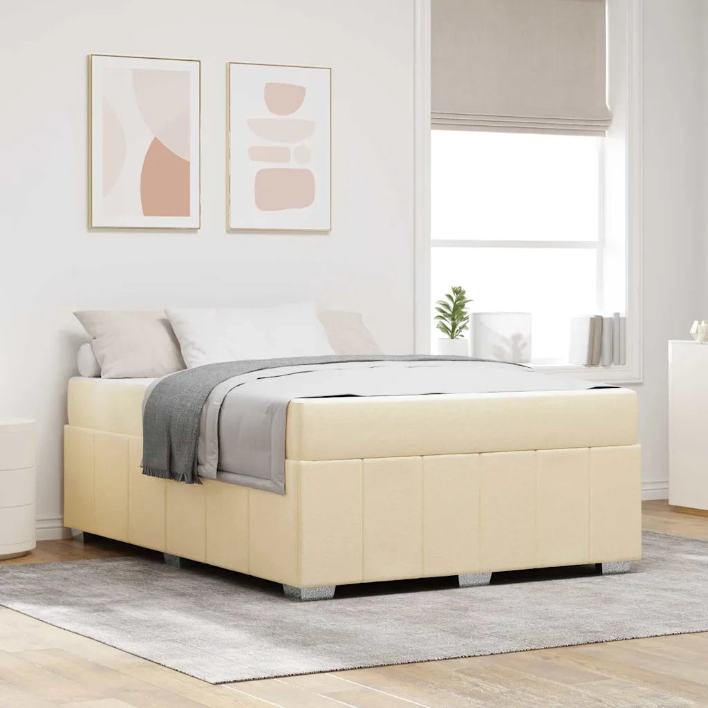Struttura del letto con materasso Crema 140 x 200 cm Tessuto 3398291