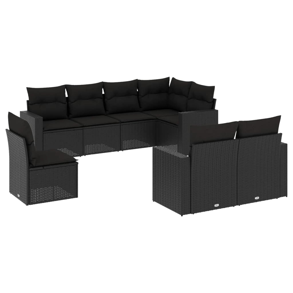 Set Divani da Giardino con Cuscini 8 pz Nero in Polyrattancod mxl 111001