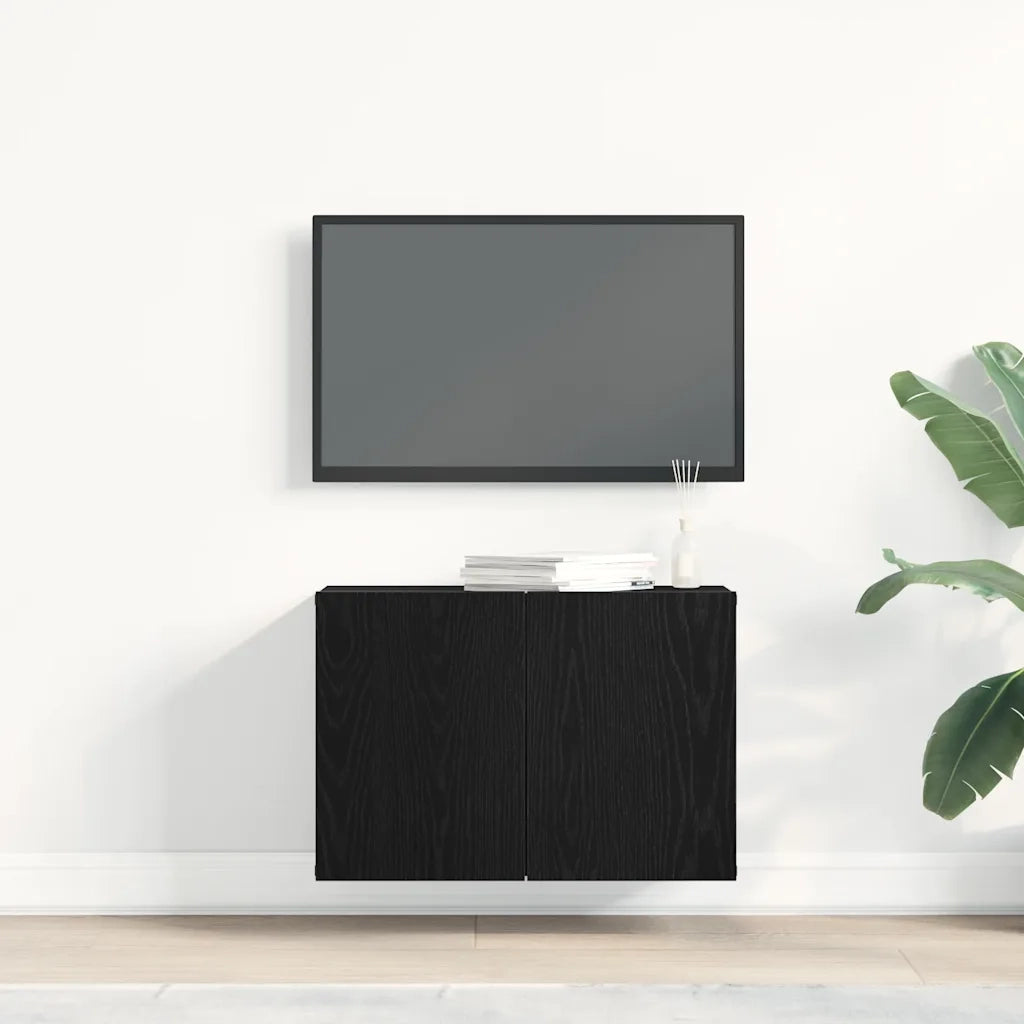 vidaXL Mobile TV Rovere Nero 60x30x41 cm in Legno Massello