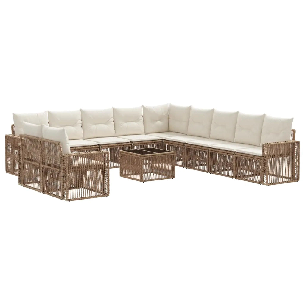 Set Divano da Giardino 12 pcs Beige e Bianco Crema polyrattan 3435180