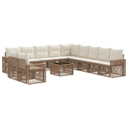 Set Divano da Giardino 12 pcs Beige e Bianco Crema polyrattan 3435180
