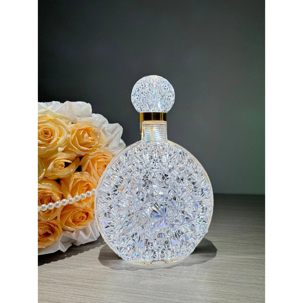 Trade Shop - Lampada Da Tavolo Luce Notturna D'atmosfera Cristallo Bottiglia Vino Ricarica Touch -