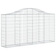 Gabbione recinto a gabbia muro di contenimento ad arco 200 x 30 x 100/120 cm ferro zincato argento 02_0039990