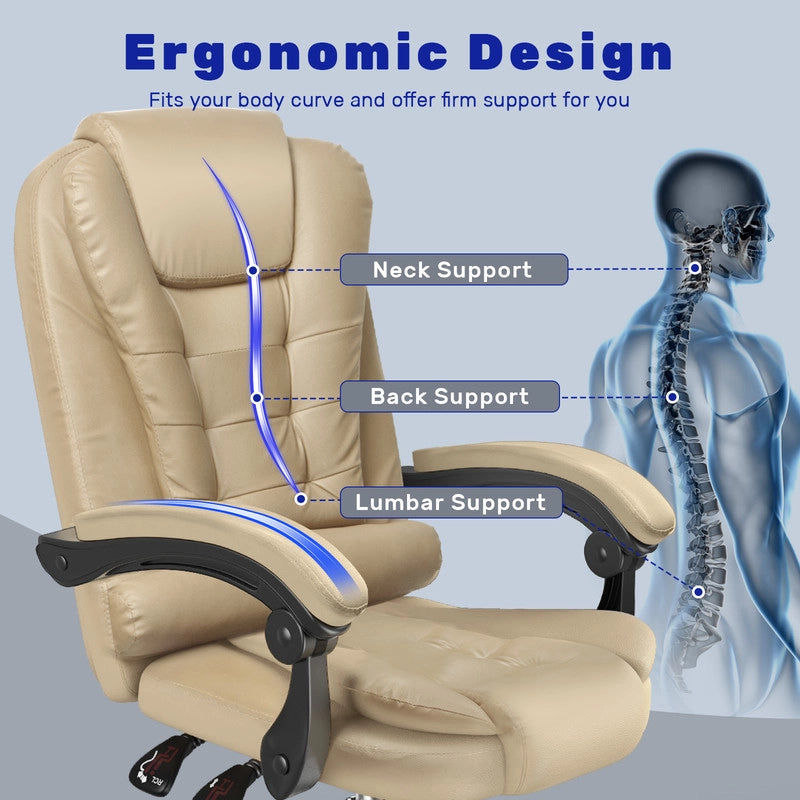 Sedia da ufficio, sedia da ufficio ergonomica  con ampio sedile imbottito, sedia da ufficio regolabile in altezza, rotelle silenziose
