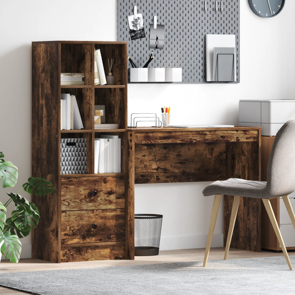 Scrivania con Stoccaggio Rovere Affumicato Legno Ingegnerizzato