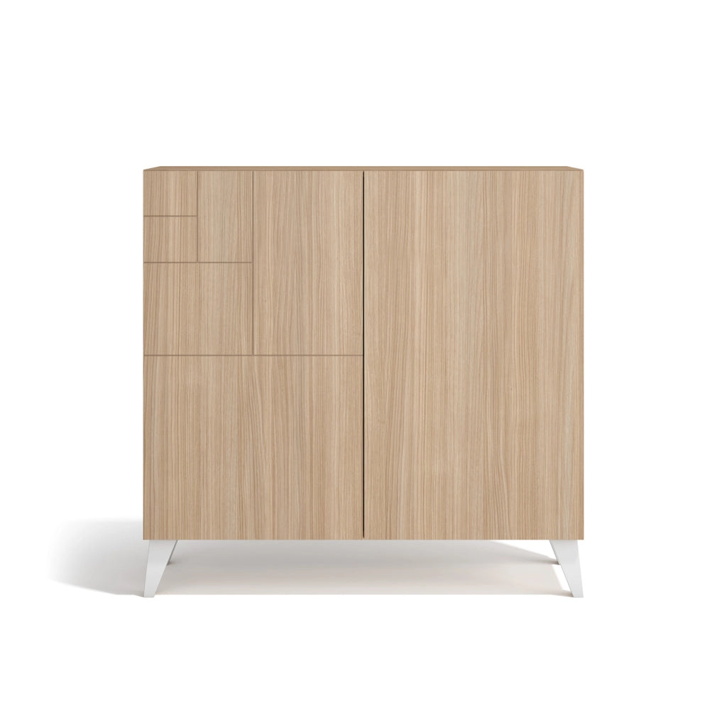 Scarpiera Herdasa effetto noce chiaro gambe bianche 87x90x27