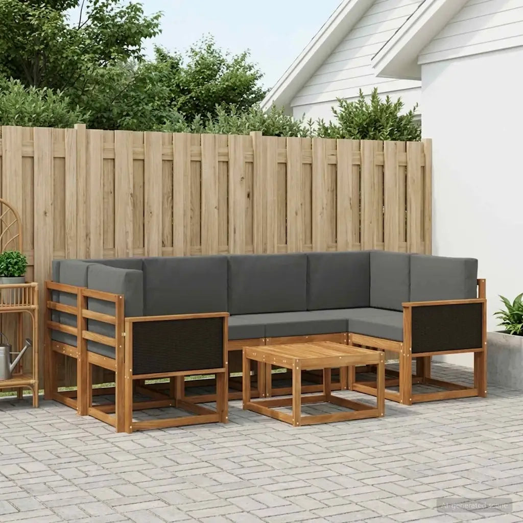 Set di divani da esterno con cuscino 5 pcs Naturale e Antracite 3385023