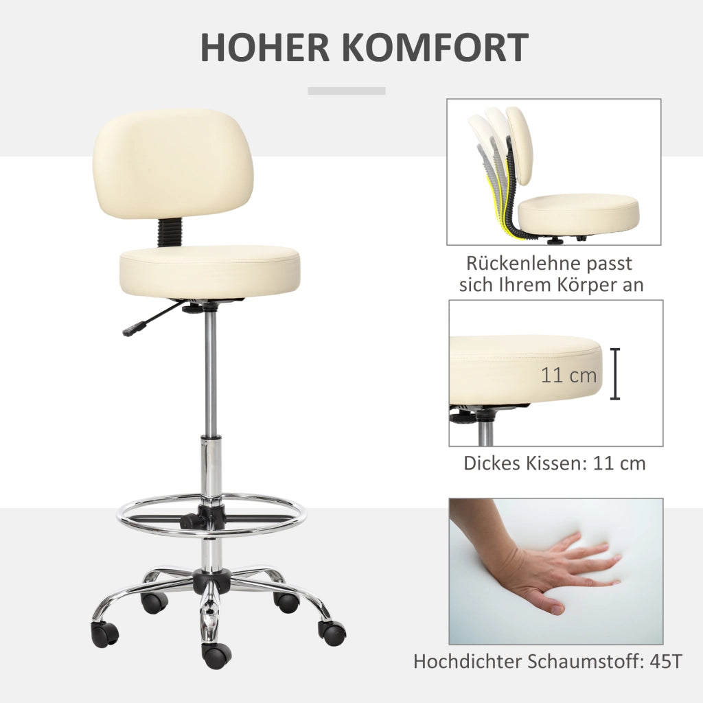 Sgabello da bar ¨C zephmum ¨C Beige, imbottito, rivestimento similpelle, gambe in metallo, altezza regolabile, girevole 360¡ã
