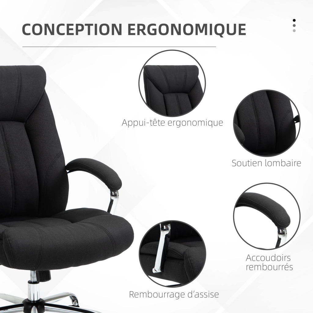 Sedia da ufficio ergonomica ¨C zephmum ¨C nero, altezza regolabile, schienale alto, 65x78x118 cm