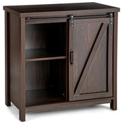 Credenza contenitore indipendente 80 x 40 x 82 cm con anta scorrevole a fienile stile rustico legno marrone 20_0010821