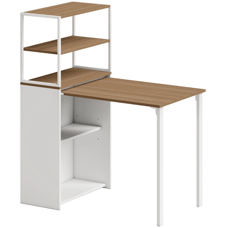 SCRIVANIA Pieghevole con 4 Ripiani 105 x 60 x 127 cm Legno Naturale