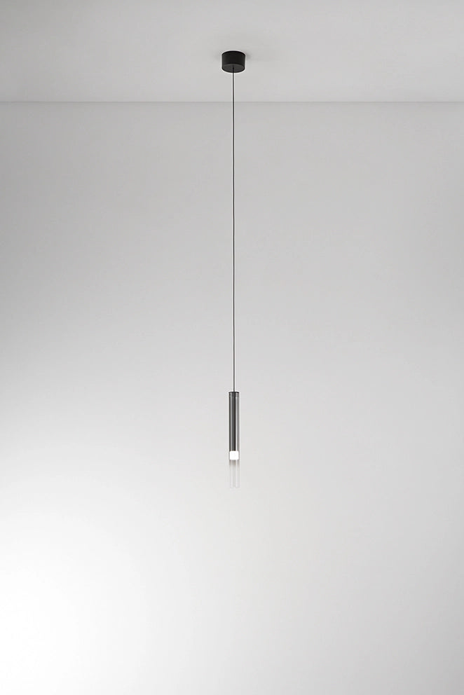 Lampada a Sospensione in Vetro Borosilicato Fumé Specchiato e Grigio Titanio, LED 8W Dimmerabile, Design Moderno ed Elegante - Perenz