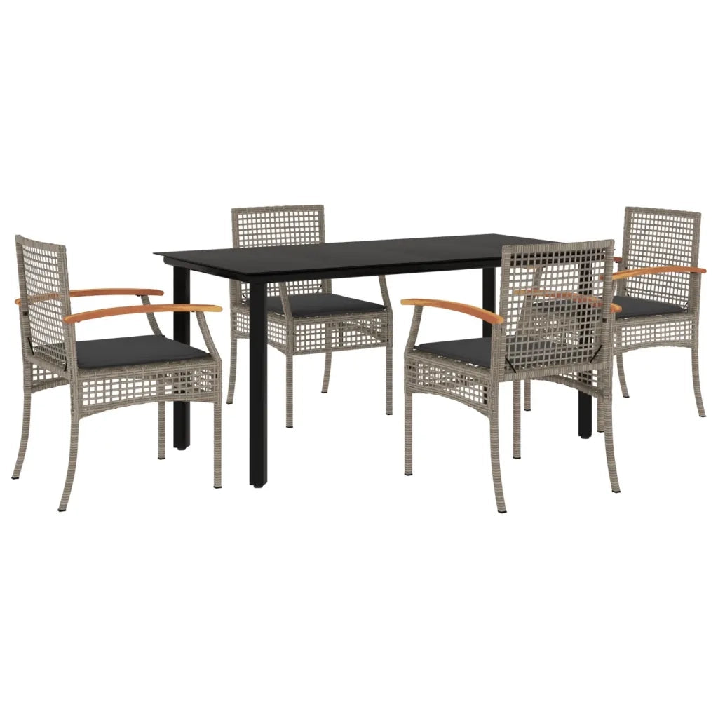 Set da Pranzo da Giardino 5 pz con Cuscini in Polyrattan Grigio 3213620