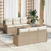 Set Divano da Giardino con cuscino 7 pcs Beige polyrattan