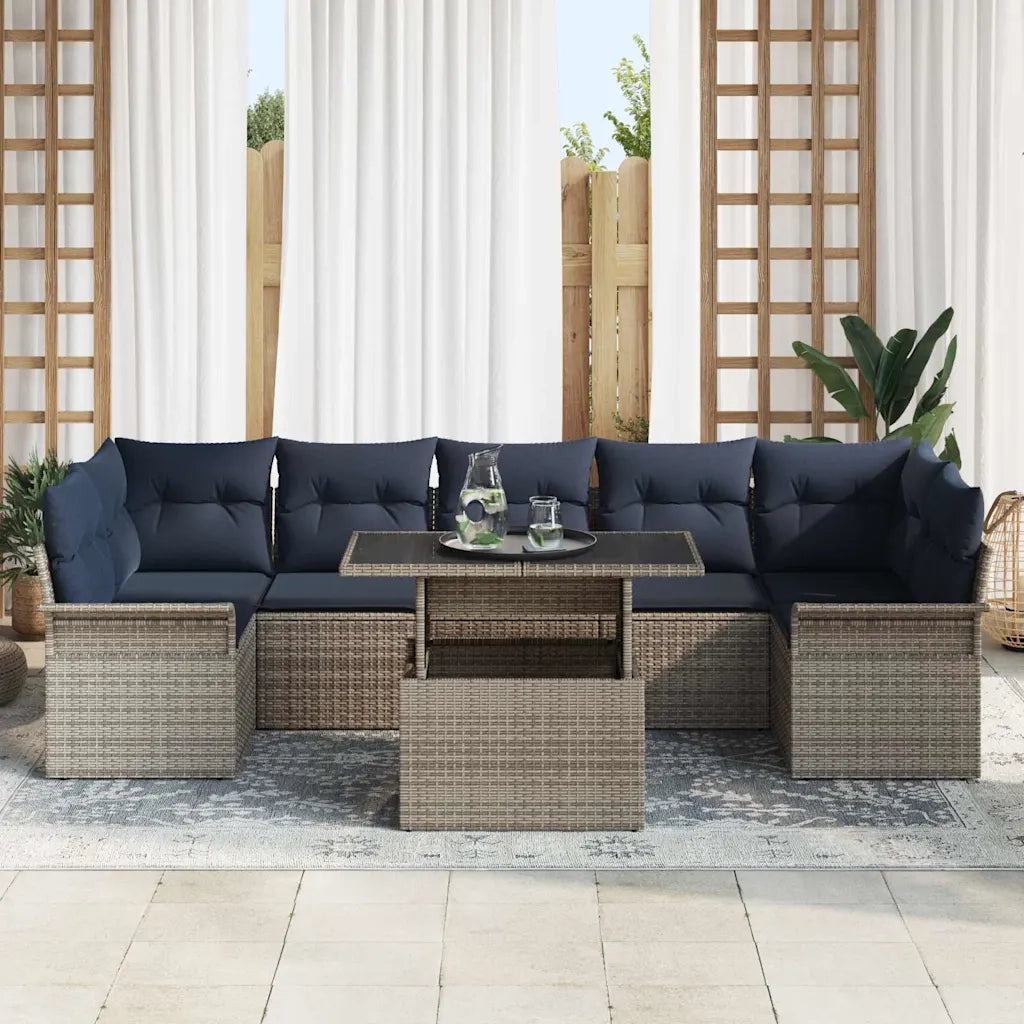 Set Divano da Giardino con cuscino 8 pcs Grigio polyrattan 3348241