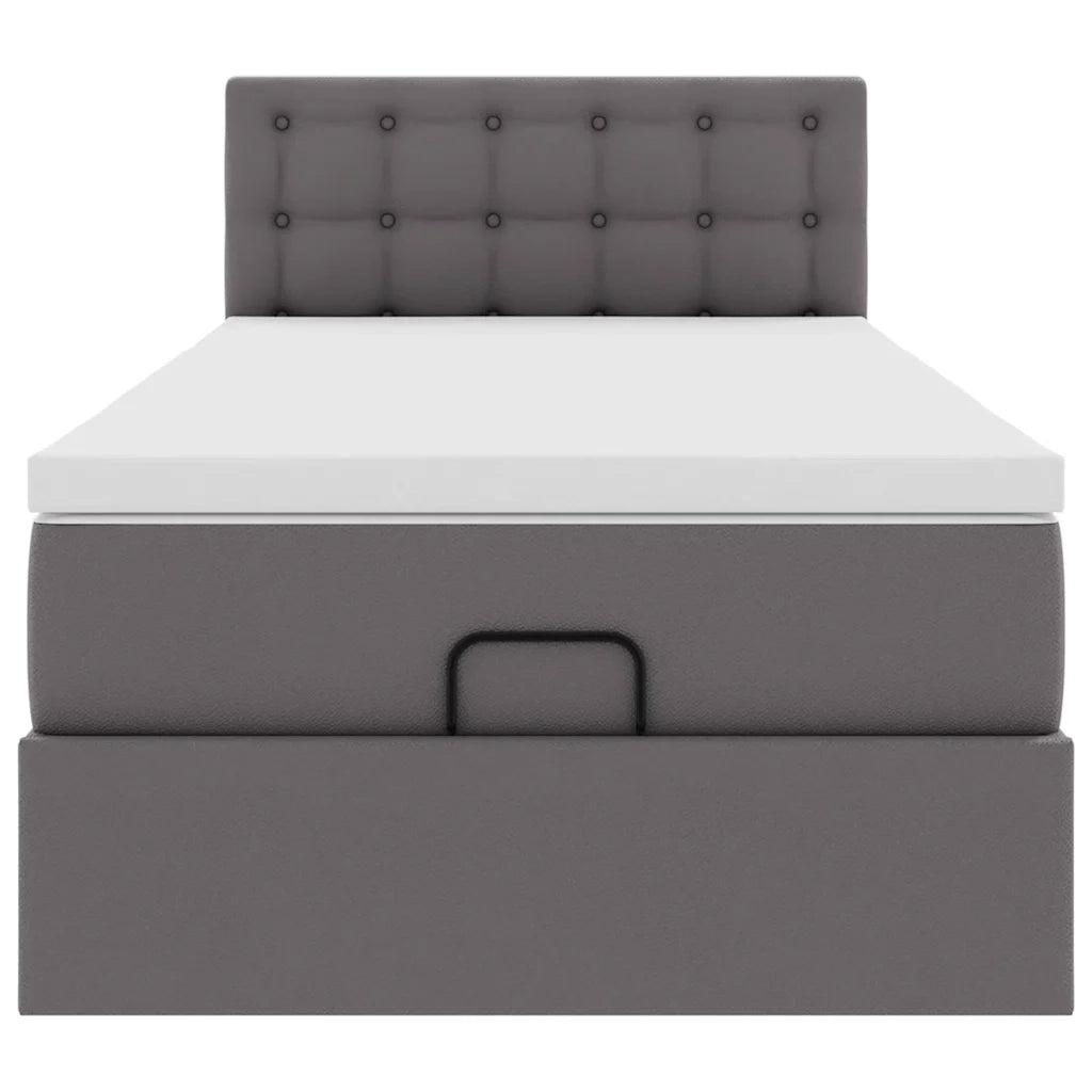 Letto Pouf con Materasso Grigio 90x190 cm Similpelle 3311281