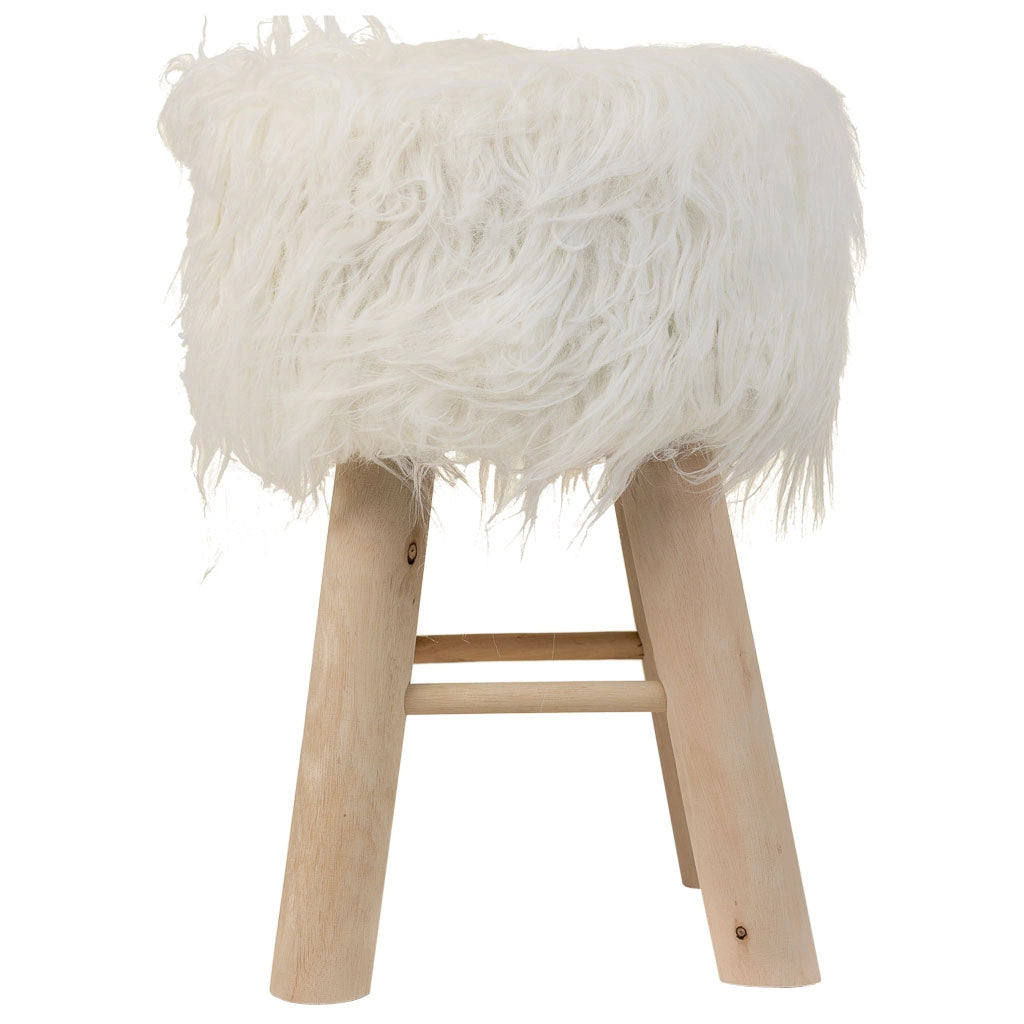 Sgabello in legno rivestito in tessuto bianco 32x32x44h