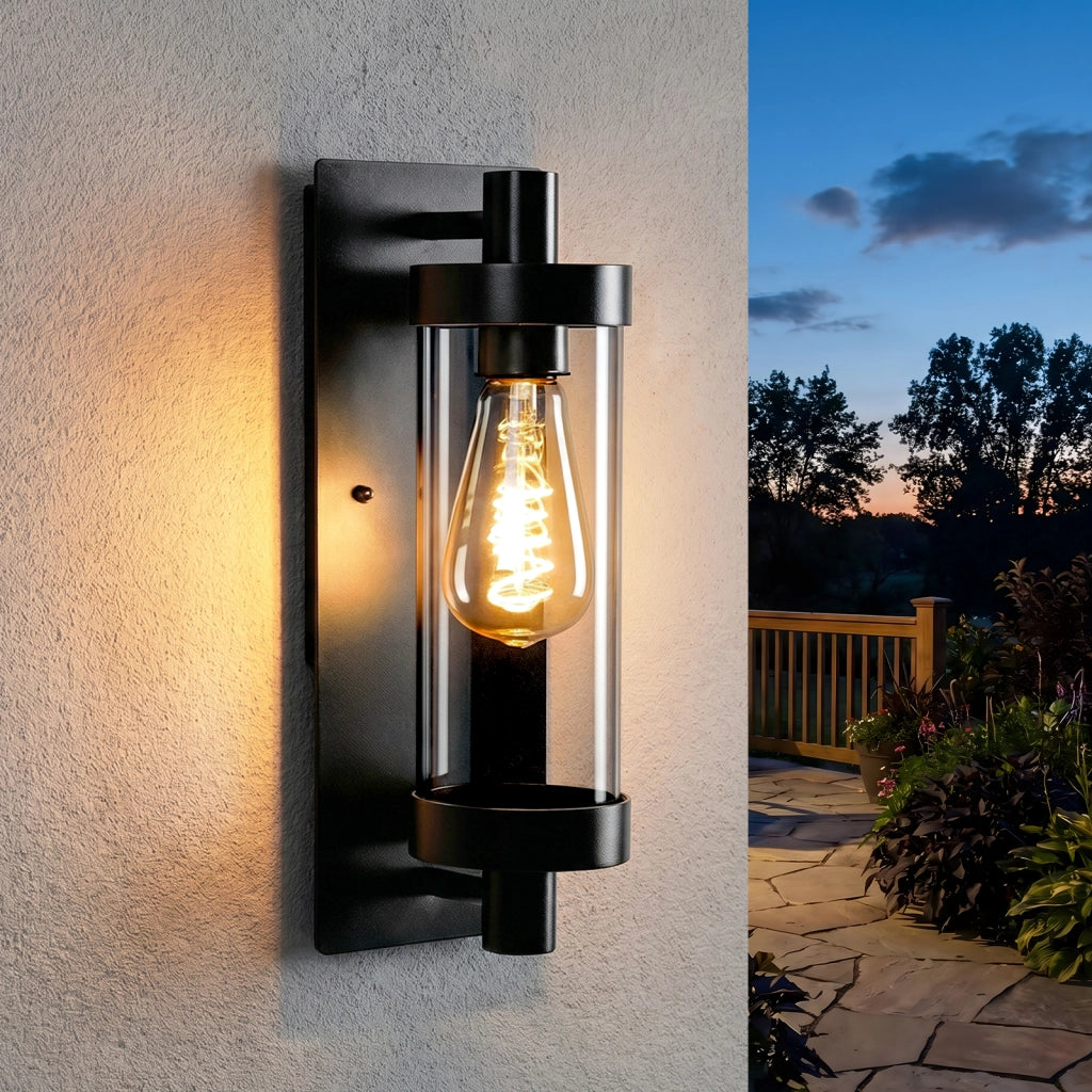 ZMH Lampada da Esterno Interno E27 Max 40W Nero per Terrazza Balcone/Parete Giardino Senza Lampadina