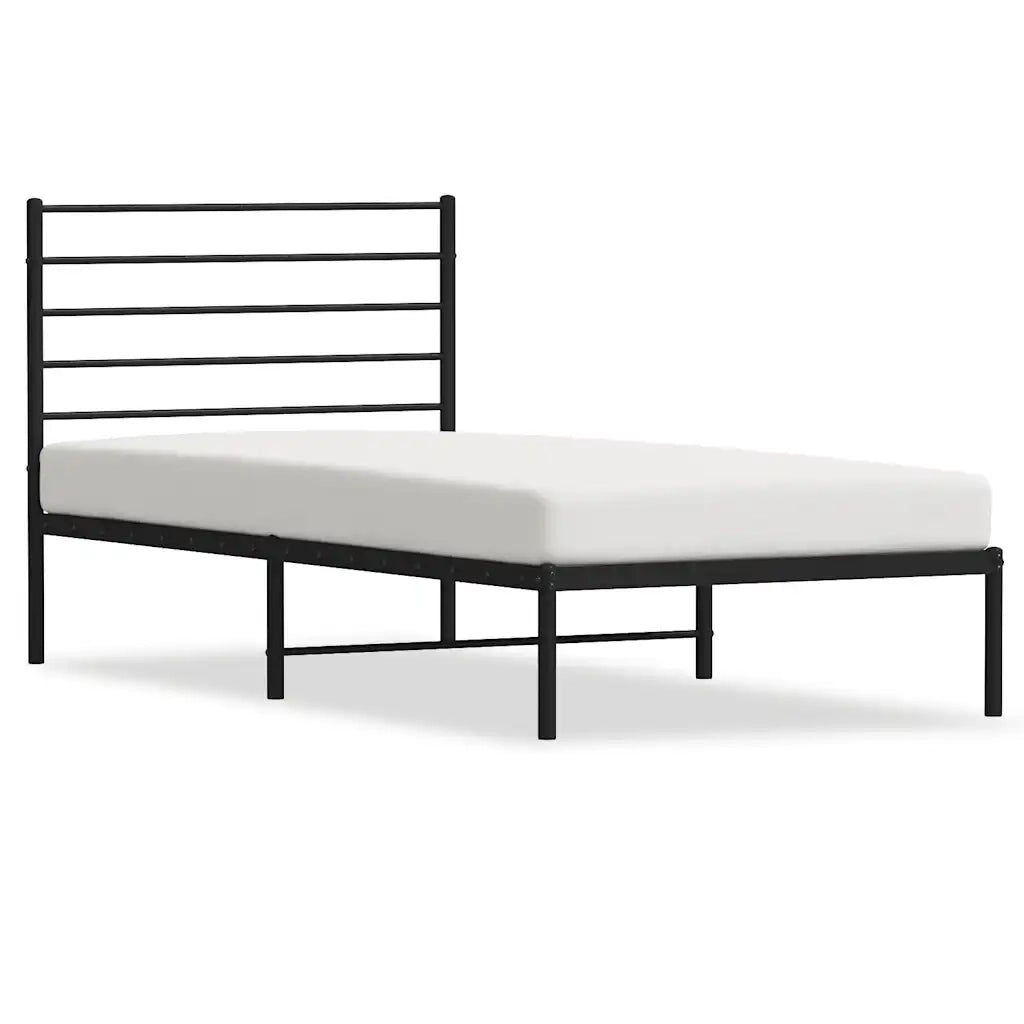 Giroletto con Testiera-Struttura Letto con testiera in Metallo Nero 90x200 cm 369564