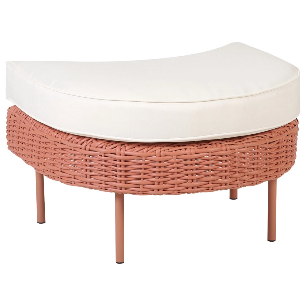 Poltrona da giardino in rattan in vimini colore rosa con poggiapiedi esterno giardino stile boho