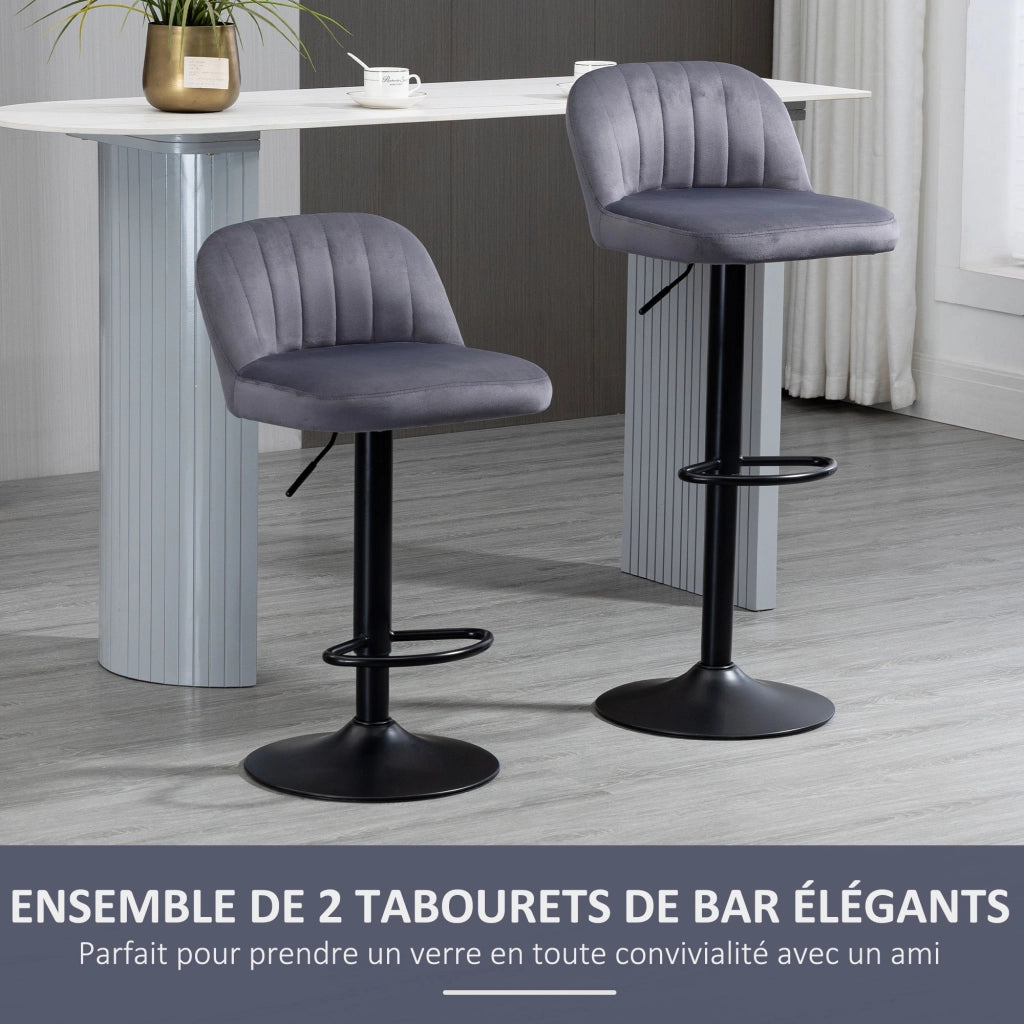 Sgabello da bar design moderno con poggiapiedi ¨C zephmum ¨C grigio altezza regolabile