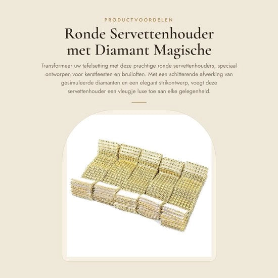 Servetten holder con diamanti - 50 pezzi - duraturo - riutilizzabile - decorazione per feste - 3,8 cm largo - 12,7 cm lungo - anelli per tovaglia