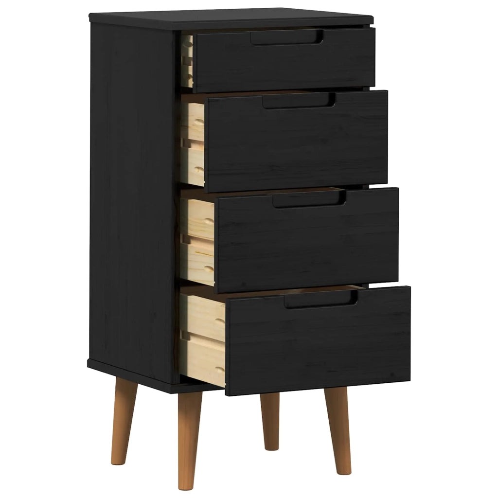 Cassettiera MOLDE Nero 40 x 35 x 82 cm Legno Massello di Pino 42020935