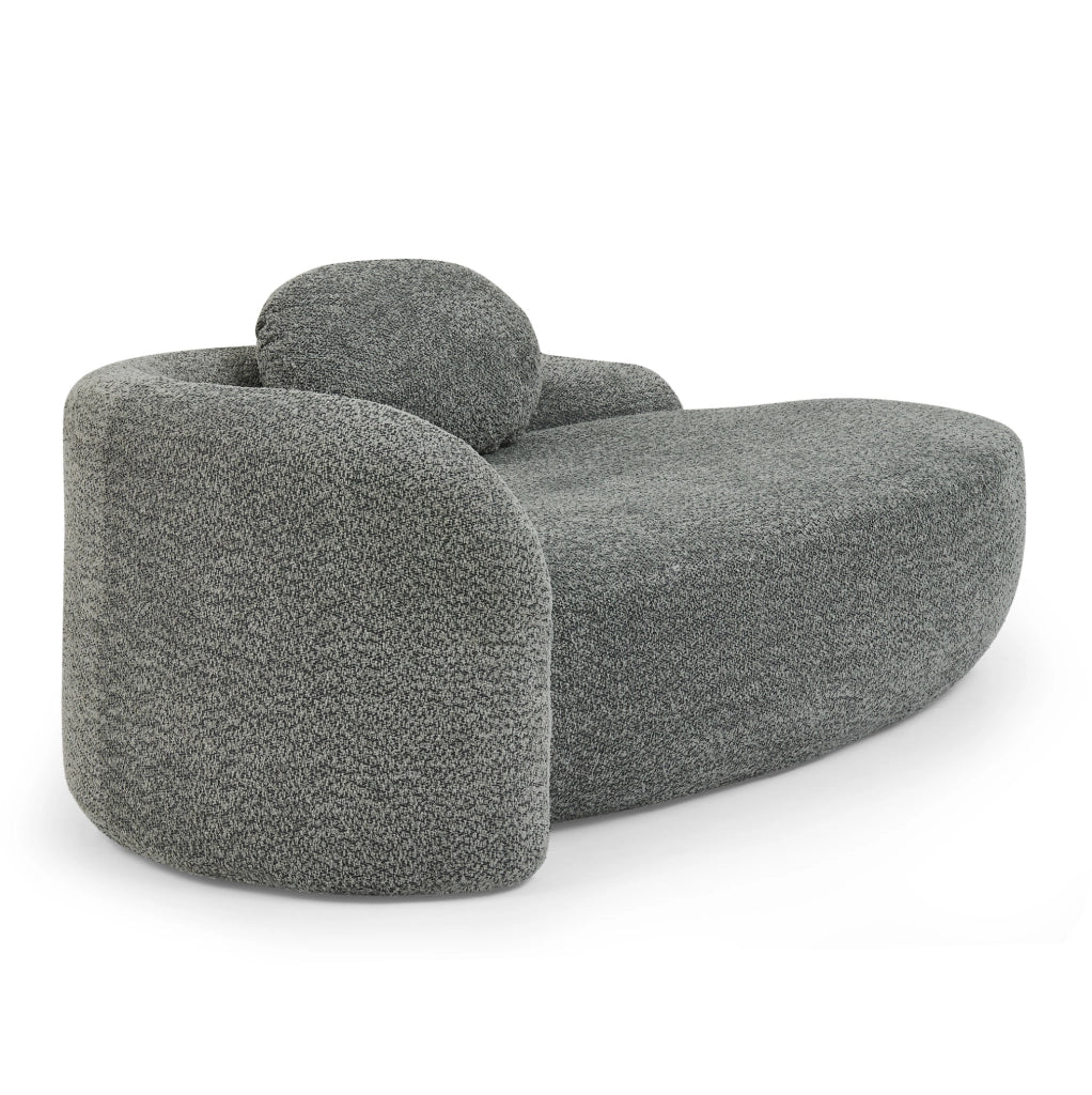 Divano compatto in tessuto Teddy grigio scuro con cuscino poggiatesta
