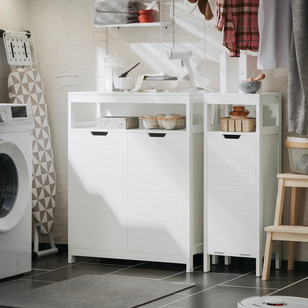 Mobile Da Bagno Armadietto Da Terra Due Ante Doppia Apertura Bianco 70x35x90cm BZR121-W