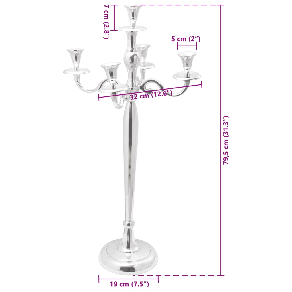 Portacandele Argento 32x32x79.5 cm Alluminio