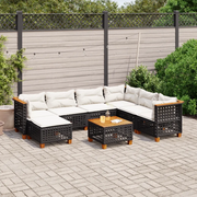 Set Divani da Giardino con Cuscini 8 pz Nero in Polyrattan 3261944