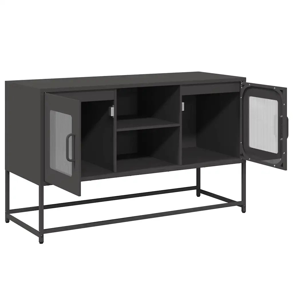 Mobile TV-Credenza per TV-Console TV Nero 100,5x39x60,5 cm in Acciaio 100759