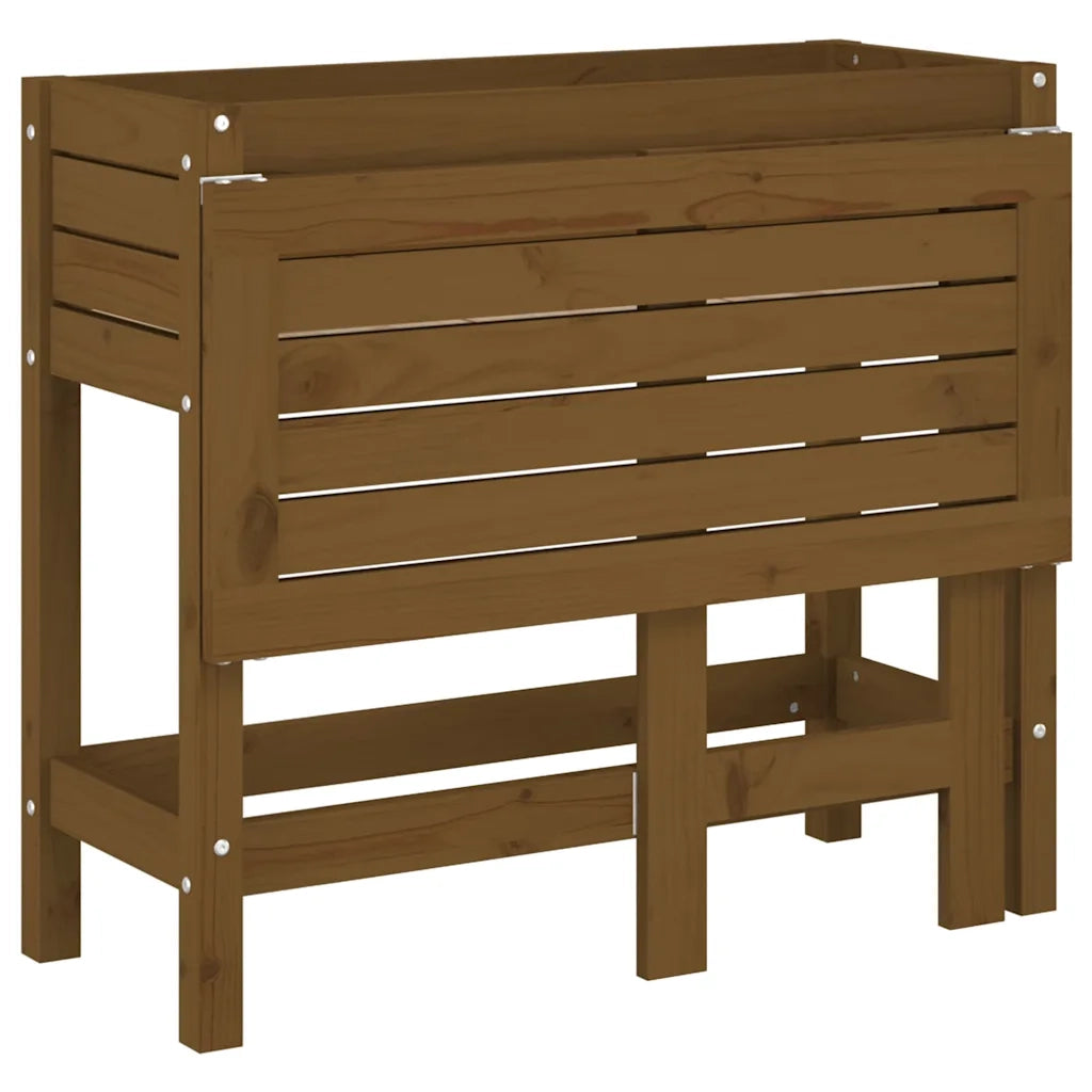 Fioriera | Cassetta per fiori | Vaso da Giardino Piano Pieghevole Ambra Legno Massello Pino
