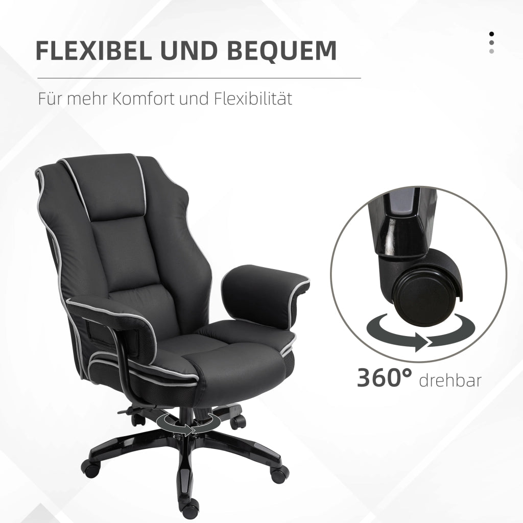Sedia da ufficio ergonomica con schienale regolabile e braccioli ¨C zephmum ¨C nero similpelle