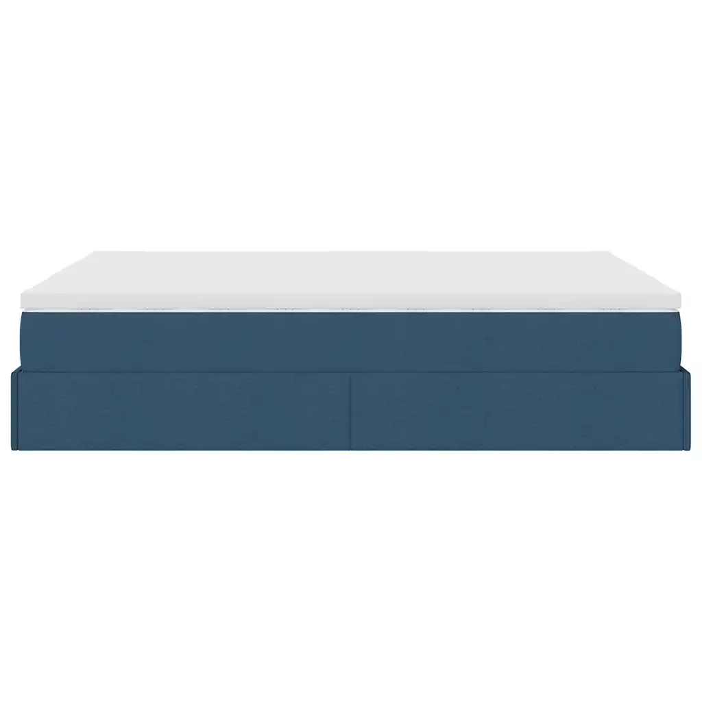 vidaXL Struttura Letto Pouf con Materasso Blu 140x190 cm in Tessuto
