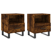 Set di 2 Comodini | Armadio da Notte | Mobiletto da notte Rovere Fumo 40x35x47,5 cm in Legno Multistrato