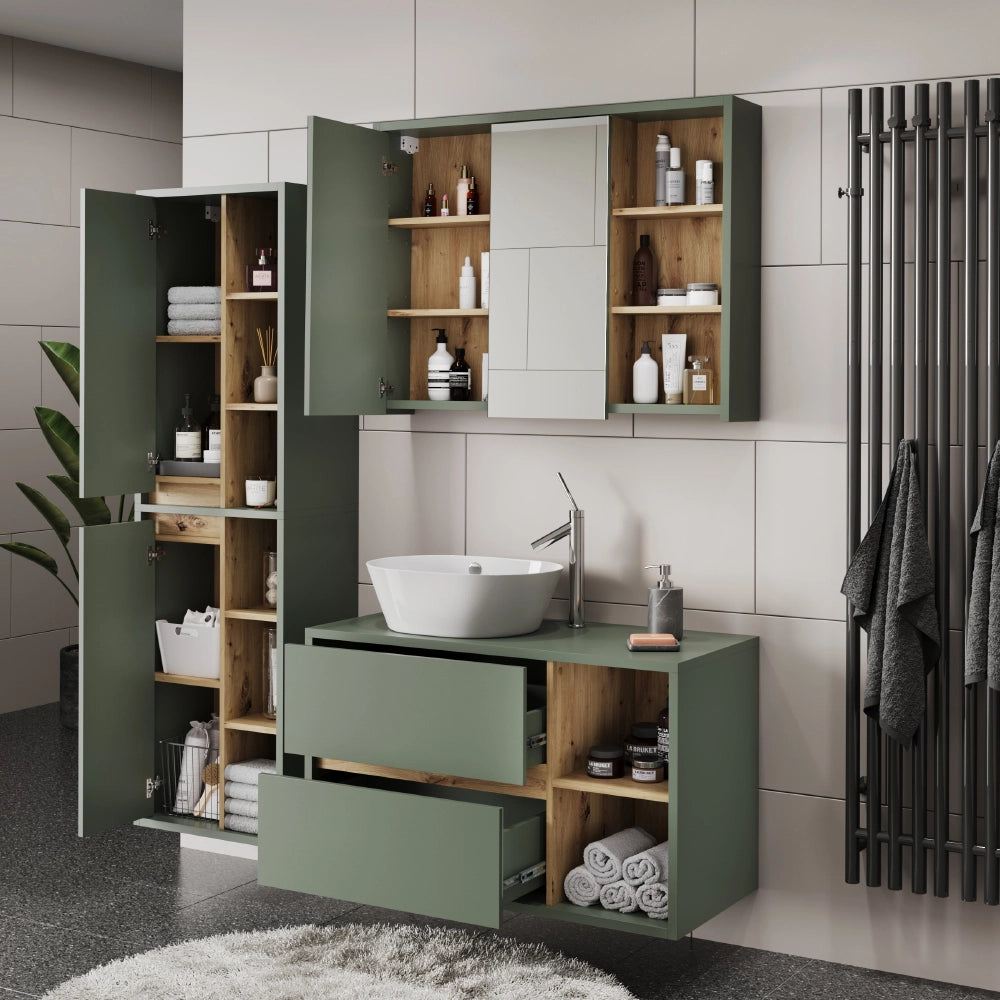 Vicco Set di mobili da bagno Verde/Artigianale 3 parti