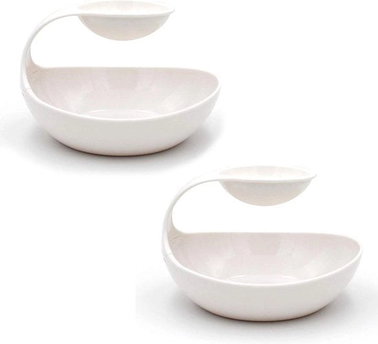 Set di 2 scodelle per snack e dip - Utilizzo riciclabile - Patatine di insalata - Banchetti per antipasti di frutta - Servizio per cene di famiglia e feste - Servizio di buffet per intrattenimento - Bianco