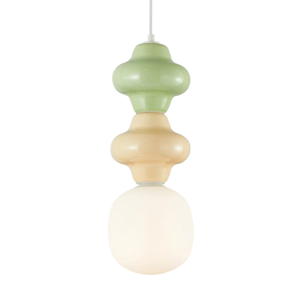 Sospensione Art Déco ceramica giallo/verde Ø18 E14 Italux