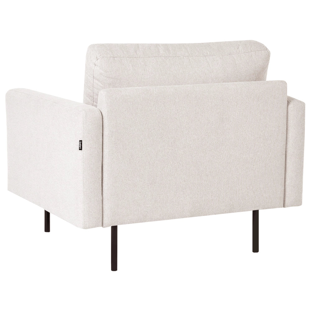 Set soggiorno divano 3 posti e poltrona con gambe in tessuto beige chiaro stile moderno e minimalista