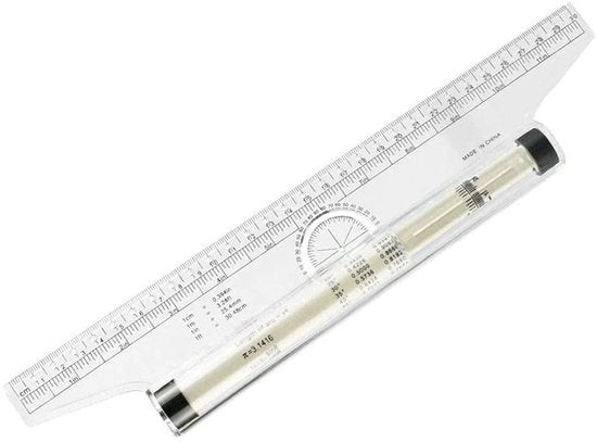 Tecnohulp Multifunzionale 30 cm - Righella in Alluminio - Lina di Sgancio Transparente - Arcata Integrata - Per Scuola/Ufficio - Tavolino di Disegno