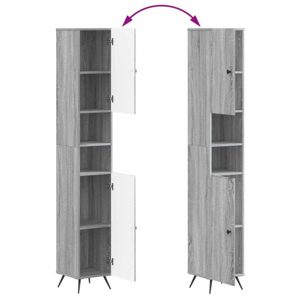 Armadio da Bagno con Ripiano Aperto BREDA Sonoma grigio 897481
