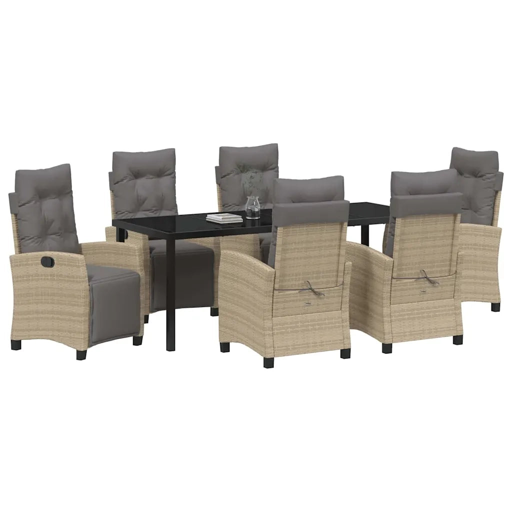 Set da Pranzo per Giardino con cuscino 7 pcs Beige polyrattan 3380454