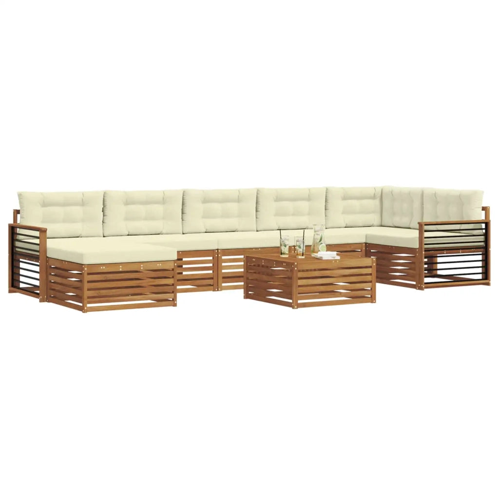 Set di divani da esterno con cuscino 8 pcs Naturale e Crema 3373870