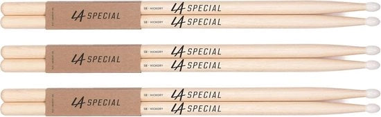 Drumsticks Specials 5B Drumsticks Set per Akoestici Tamburi o Tamburi Elettronici Asta Ovale con Punta in Nylon in Legno di Nocciolo Peso e Timbro Costanti 3 Paia.