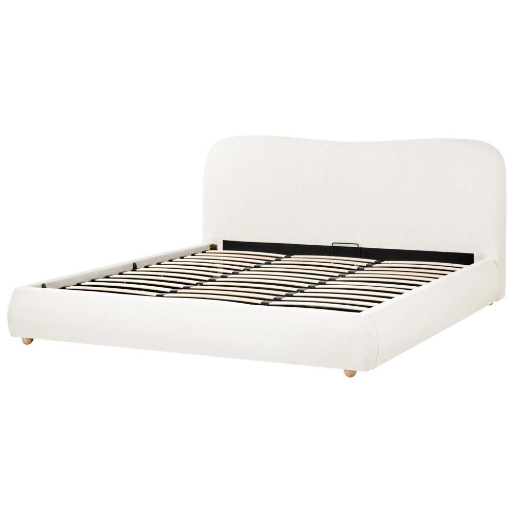 Letto contenitore Bianco Sporco Poliestere Tessuto 180 x 200 cm Design moderno e minimalista