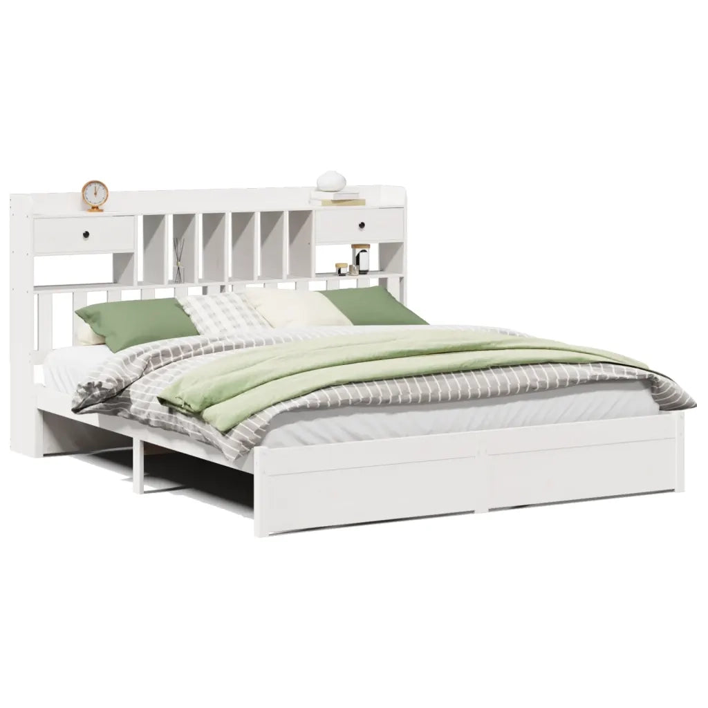 Giroletto con Libreria senza Materasso-Struttura Letto con contenitore 180x200 cm in Legno Pino 424834